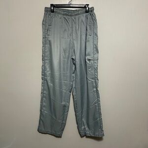 Champs Men's Pants L 32X29 Gray Windbreaker Cargo Pockets Elastic Waist Casual